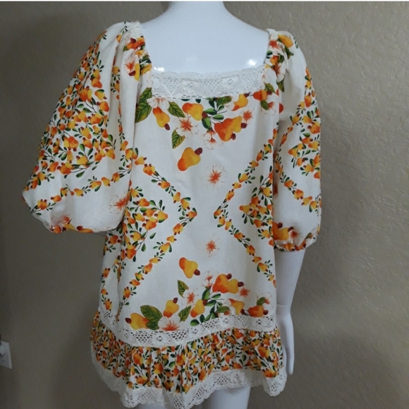 Atelier Nicole Miller Cashew Fruit Print Boho Tunic Top. NWOT - Picture 5 of 16